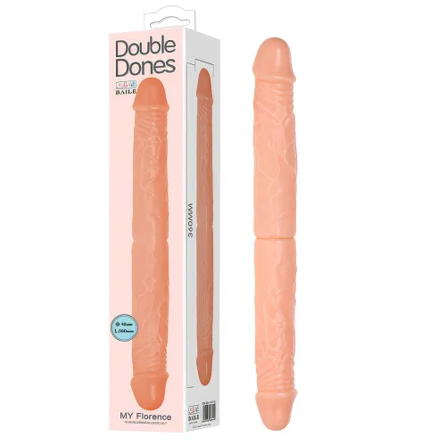 Dildo dublu realist cu culoare de piele flexibil pentru cupluri 36 cm - 71519872