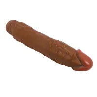 Vibrator realist maro cu vibrație continuă, 24 cm - 70444247 - 3