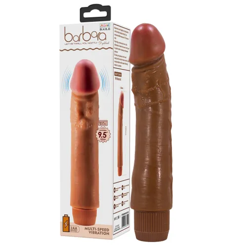 Vibrator realist maro cu vibrație continuă, 24 cm - 70444247