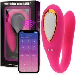 Vibrator cu două motoare pentru masaj, pentru cupluri și masturbare controlat de aplicație - 70083459