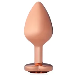 Buton anal din oțel cu diamant în formă de inimă 8,2 cm - 70868345