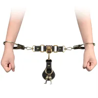 Rebellion cătușe BDSM din aur cu elemente din piele și cheițe Rebellion - 79453188 - 2