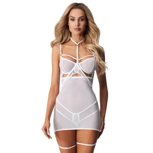 Obsessive Arrowel tricou alb + choker și benzi pentru coapse - 76402025