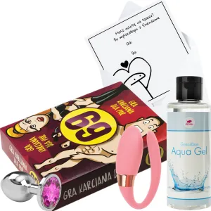 Set erotic pentru cupluri: Vibrator, Lubrifiant, Joc de cărți erotic, Dop anal și Felicitare - 77649167