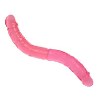 Dublu realist dildo flexibil roz pentru cupluri 36 cm - 76148771 - 5