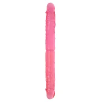 Dublu realist dildo flexibil roz pentru cupluri 36 cm - 76148771 - 2
