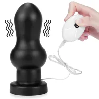 Buton anal negru vibrant cu telecomandă, 10 moduri de vibrație - 70275535 - 2