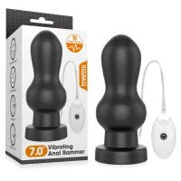 Buton anal negru vibrant cu telecomandă, 10 moduri de vibrație - 70275535 - 3
