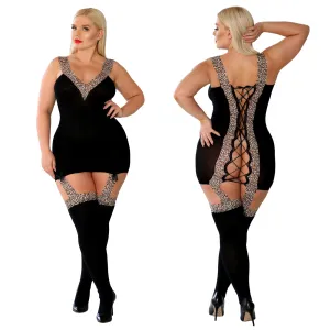 Body stocking senzual negru cu spatele gol - 72948239