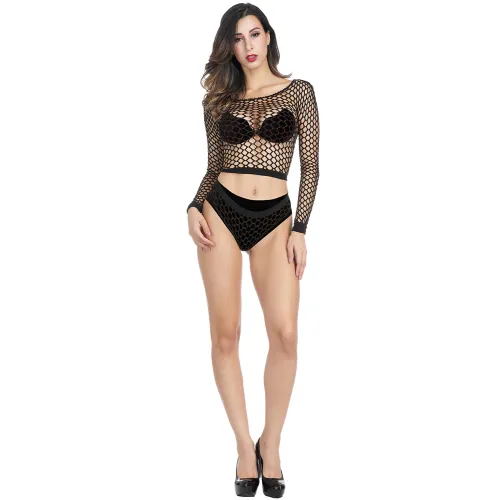 LENJERIE EROTICĂ SET TOP + TANGA ÎN PLASĂ - 77812875