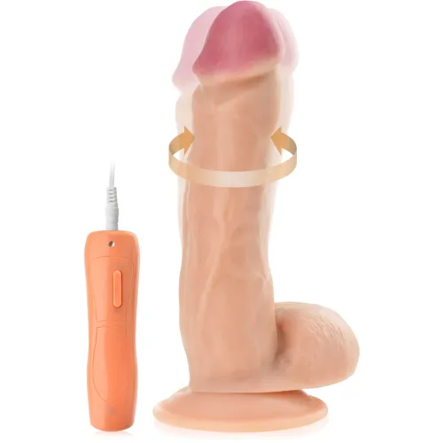 PENIS REALIST CU TESTICULE UMFLATE, DILDOU ROTATIV PE VENTUZĂ - 75258504