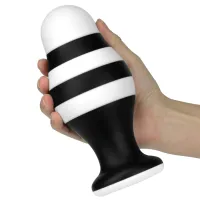 Mare dop anal negru-alb pe ventuză 7,2 cm - 75055683 - 4