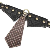 Rebellion set de piele BDSM guler cu cravată și lesă 120 cm - 70580710 - 4
