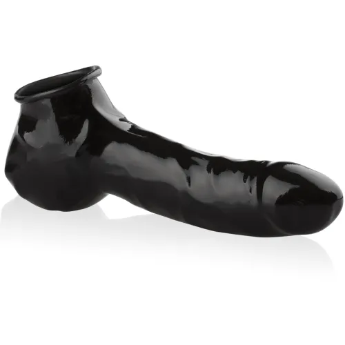 MANȘON PENTRU PENIS ȘI TESTICULE NEGRU DIN LATEX - DSR 0529109