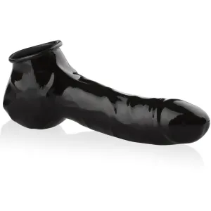 MANȘON PENTRU PENIS ȘI TESTICULE NEGRU DIN LATEX - DSR 0529109