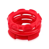 Set de dop anal roșu și 3 inele pentru erecție - 74632238 - 4