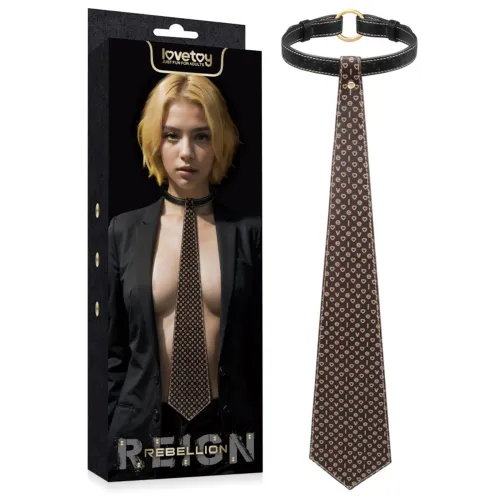 Rebellion stilat cravată reglabilă din piele ecologică cu model BDSM - 74869705