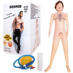 Păpușă gonflabilă de dragoste 3D Dennis cu penis vibrant - 78861925