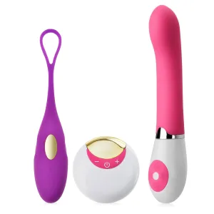 Set pentru femei vibrator + ou vibrator cu telecomandă - 77295034