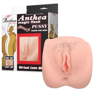 Vagin artificial realist cu vibrații și păr pubian + telecomandă - 78005976