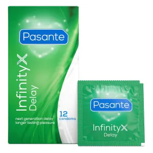 Prezervative pentru întârzierea ejaculării Pasante Infinity X Delay 12 buc - 79986046