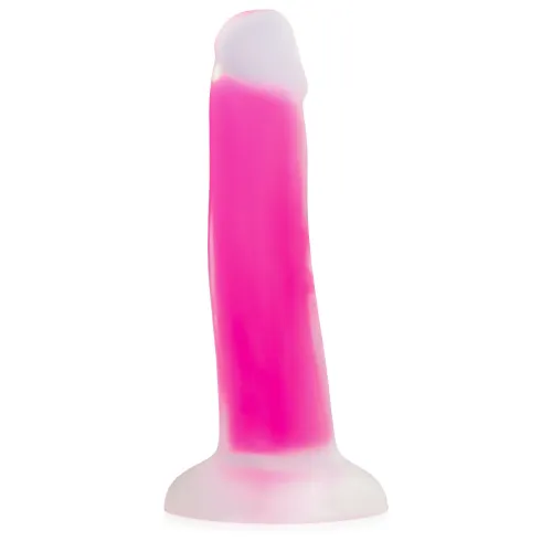 Dildo roz fluorescent, penis 14 cm strălucește în întuneric - 79989968