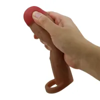 Manșon realist pentru mărirea penisului maro + 5 cm - 78925159 - 5