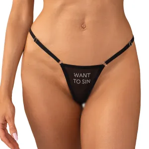 Obsessive Violami stringuri transparente cu inscripția "Want to Sin" - 71170712