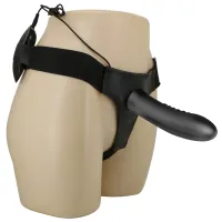 Centură neagră cu dildo vibrator 18,5 cm pegging - 78192200 - 8