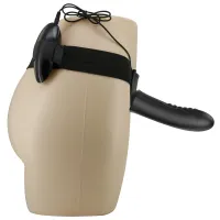 Centură neagră cu dildo vibrator 18,5 cm pegging - 78192200 - 6