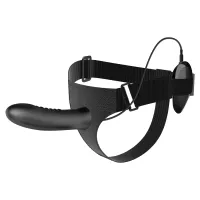 Centură neagră cu dildo vibrator 18,5 cm pegging - 78192200 - 5