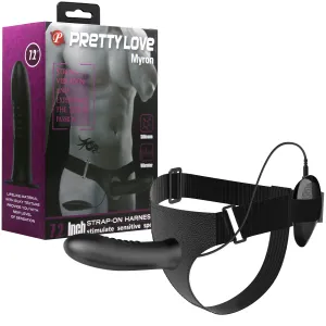 Centură neagră cu dildo vibrator 18,5 cm pegging - 78192200
