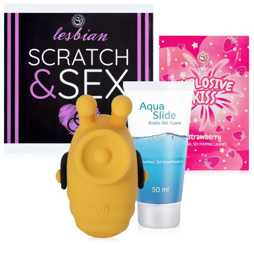 Set pentru cupluri LGBT LESS: Scrijelitoare, bomboane popping, lubrifiant, masajer - 77445689