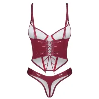 Obsessive Redya set lenjerie bordo corset + chiloți tanga - 74948775 - 2