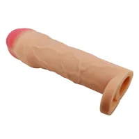 Manșon realist pentru mărirea penisului culoarea pielii + 5 cm - 73833366 - 4