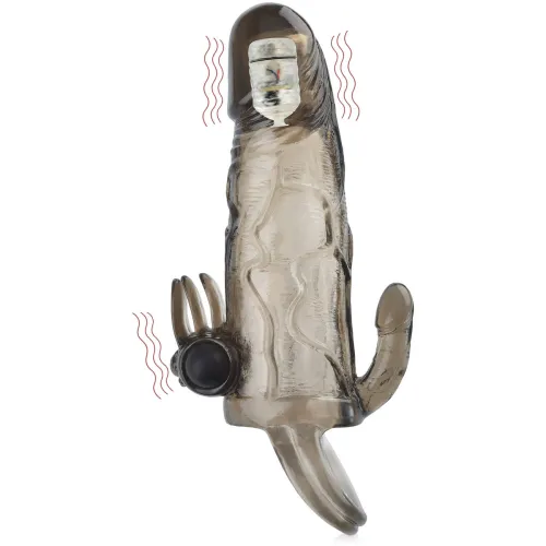 SUPRAPUNERE PTR PENIS  TRIPLU STIMULATOR PRELUNGITOR DOUĂ VIBRATOARE – 77208310