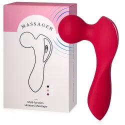 Mini masaj roșu pentru femei cu 10 opțiuni de vibrație - 78493416