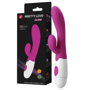 PRETTY LOVE „ALVIS”  VIBRATOR DIN SILICON CU SCURGERE CU STIMULATOR CLITORIDIAN - LBB 014263