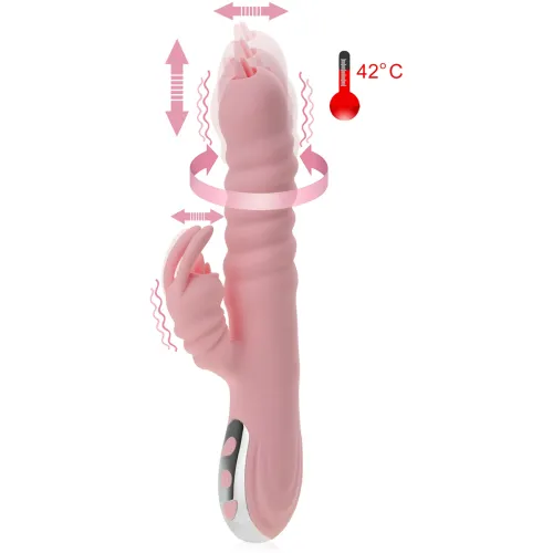 VIBRATOR IEPURAȘ ÎNCĂLZIT LA 42°C, PENTRU CLITORIS ȘI PUNCTUL G ROTATIV-GLISANT - 75519351