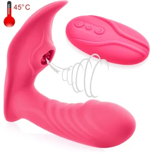 VIBRATOR CU ASPIRAȚIE ȘI FUNCȚIE DE ÎNCĂLZIRE PÂNĂ LA 45 C, MASAJOR VAGINAL-CLITORIDIAN CU SUGERE - 78268677