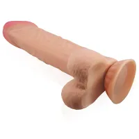 Dildo realist flexibil cu piele mobilă și ventuză 24 cm bej - 70586643 - 5