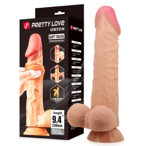 Dildo realist flexibil cu piele mobilă și ventuză 24 cm bej - 70586643