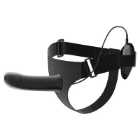 Harnasament strap-on negru cu vibrator 16 cm și telecomandă - 70043295 - 5