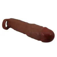 Manșon realist pentru mărirea penisului maro + 7,6 cm - 73726611 - 4