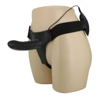 Negru strap-on penis artificial vibrant pegging + telecomandă - 74011327 - 2