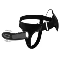 Negru strap-on penis artificial vibrant pegging + telecomandă - 74011327 - 3