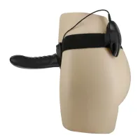 Negru strap-on penis artificial vibrant pegging + telecomandă - 74011327 - 6