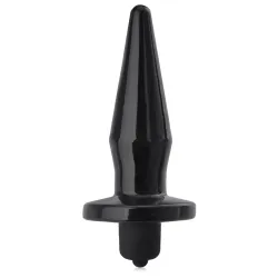 Negru gel, subțire dop anal turbo vibrații 14 cm - 75247561
