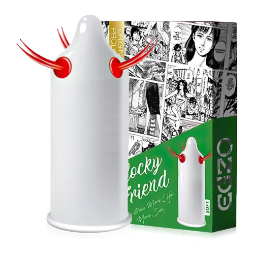 Prezervativ cu striații EGZO Cocky Friend - 74677958